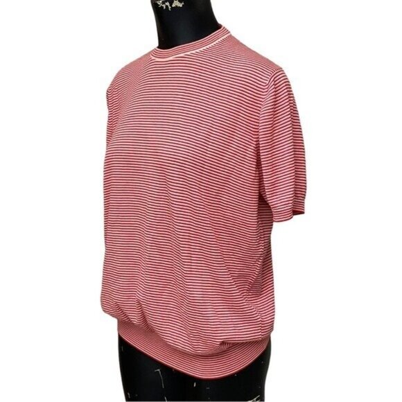 Gentry Portofino Red White Stripe Cotton Knit Top Size Large - Picture 3 of 6